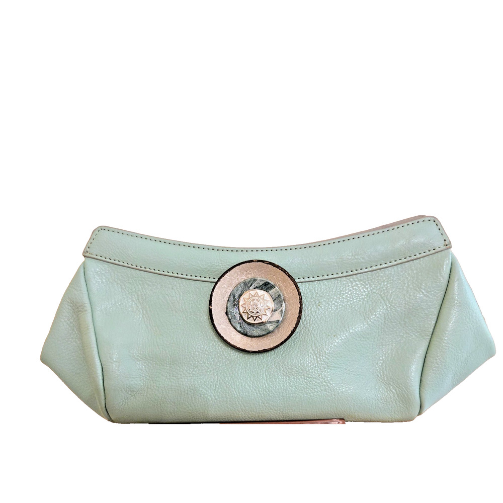 Latico green turquoise Clutch purse with brooch vintage look - Picture 2 of 13